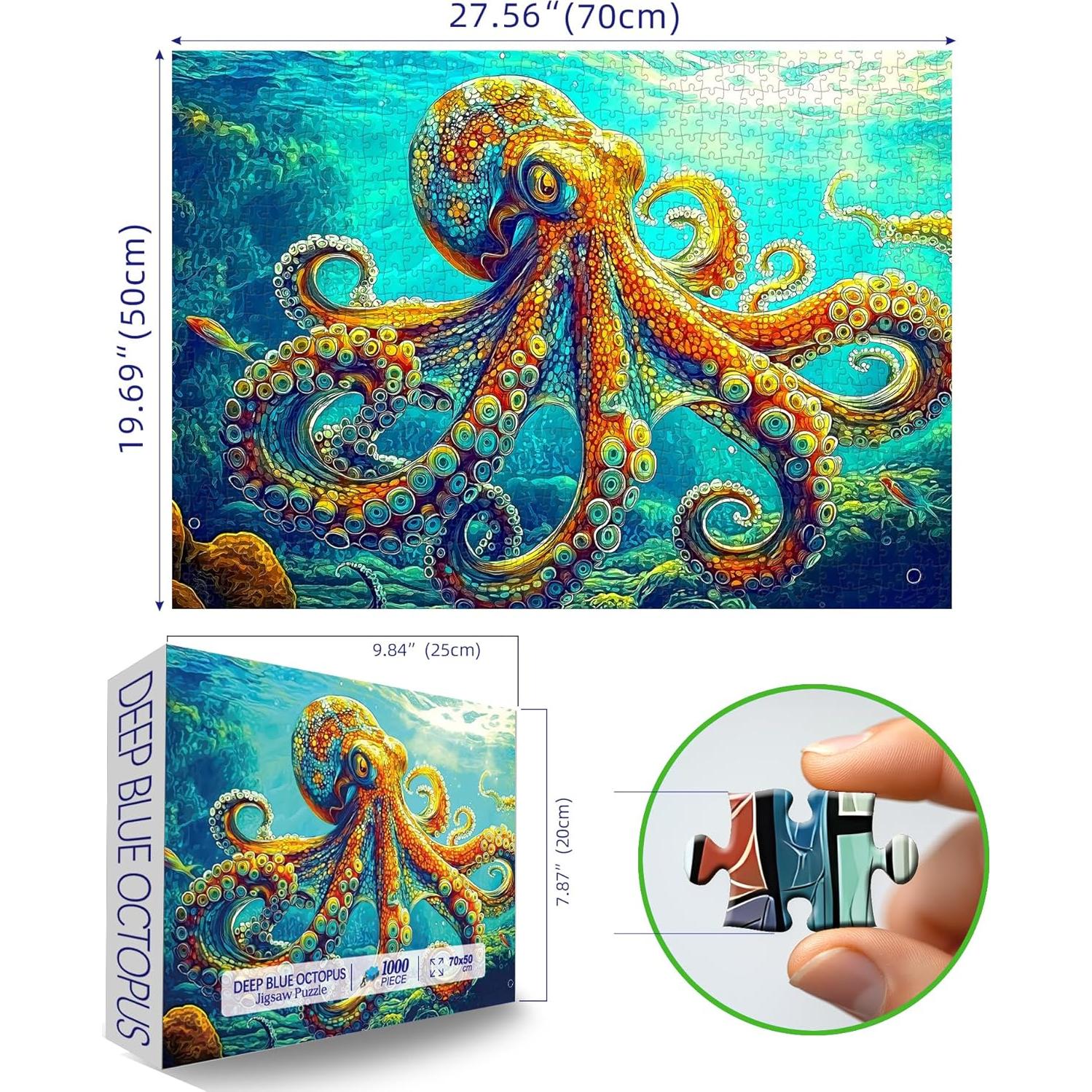 Rompecabezas 1000 Piezas Pulpo Azul JIUJIU 70x50 cm