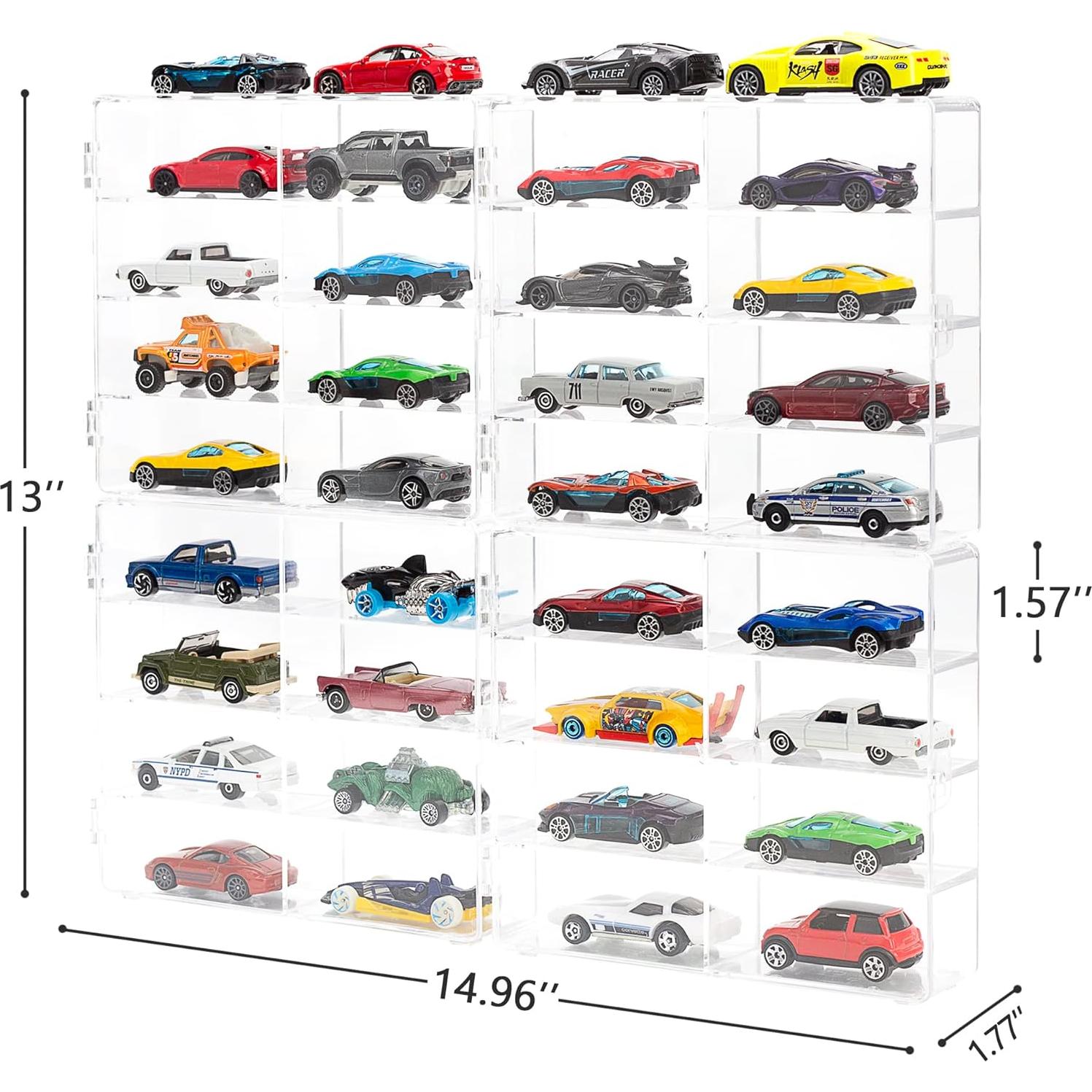 Caja de Exhibición Acrílica KISLANE para Autos de Juguete - 32 Compartimentos