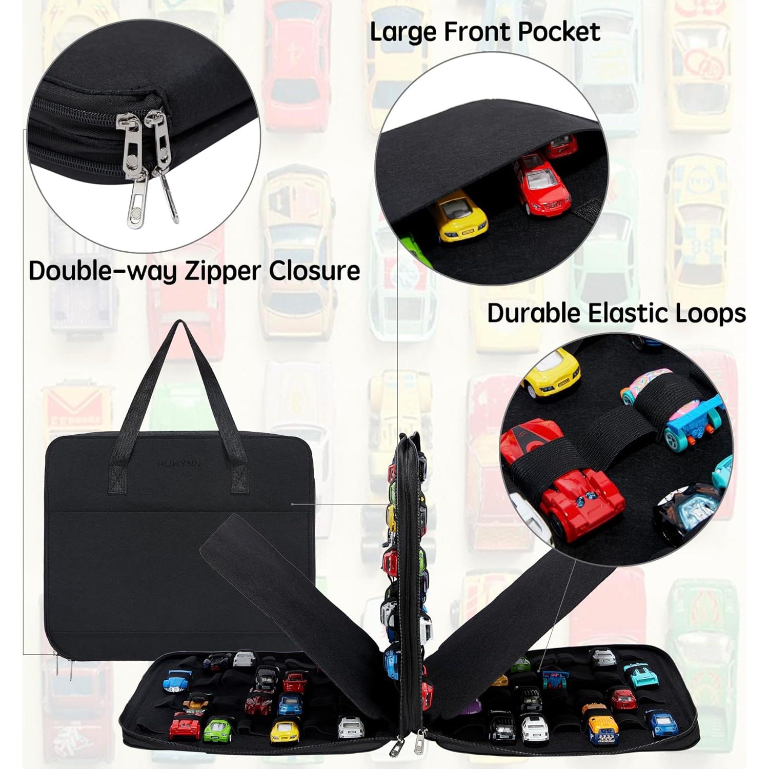 Estuche de Almacenamiento para Coches de Juguete HUHYNN 112 Ranuras Negro