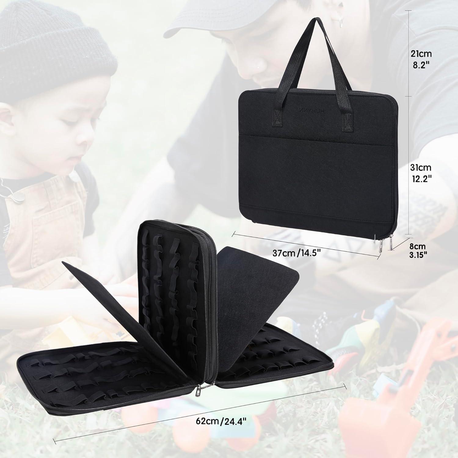 Estuche de Almacenamiento para Coches de Juguete HUHYNN 112 Ranuras Negro