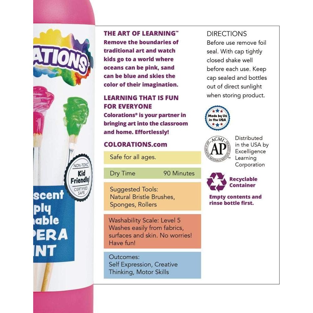 Pintura Tempera Lavable Colorations, Set 6 Colores 240ml