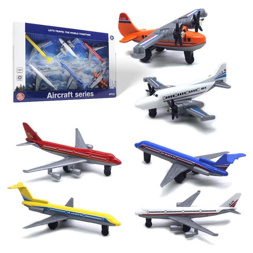 Paquete de 6 Aviones de Juguete Metal Crelloci para Niños