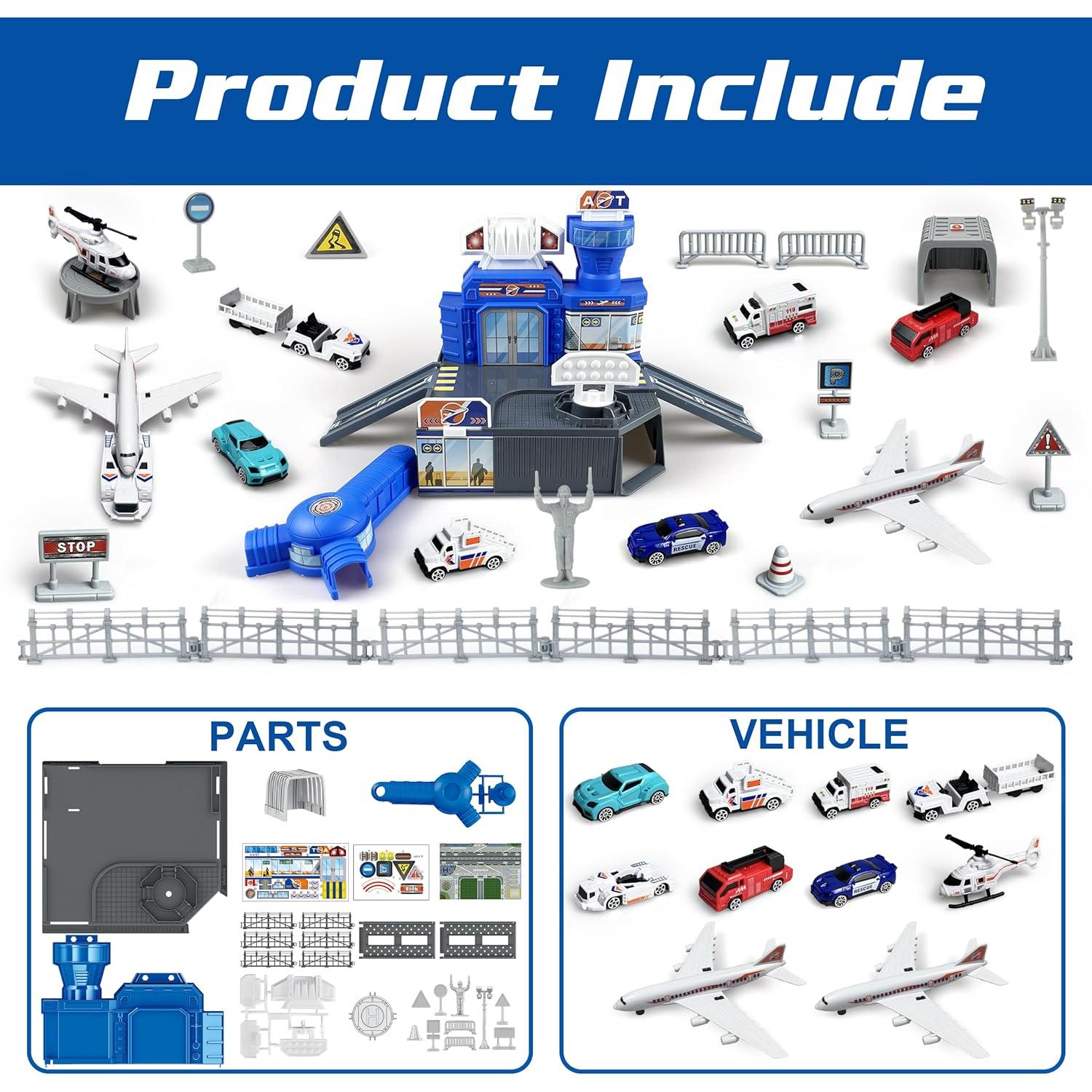 Juego de Juguetes de Aeropuerto XDUOYJOY con Aviones y Camiones
