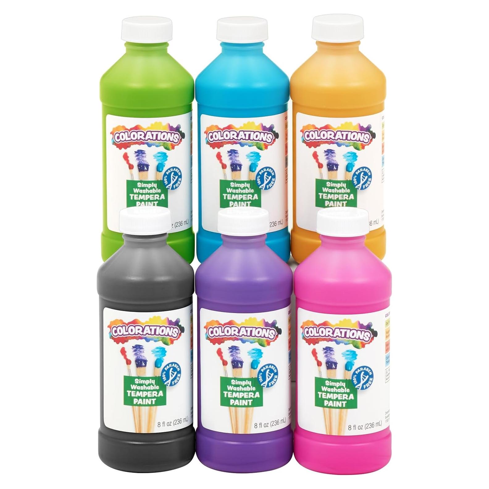 Pintura Tempera Lavable Coloraciones 6 Colores 240 ml