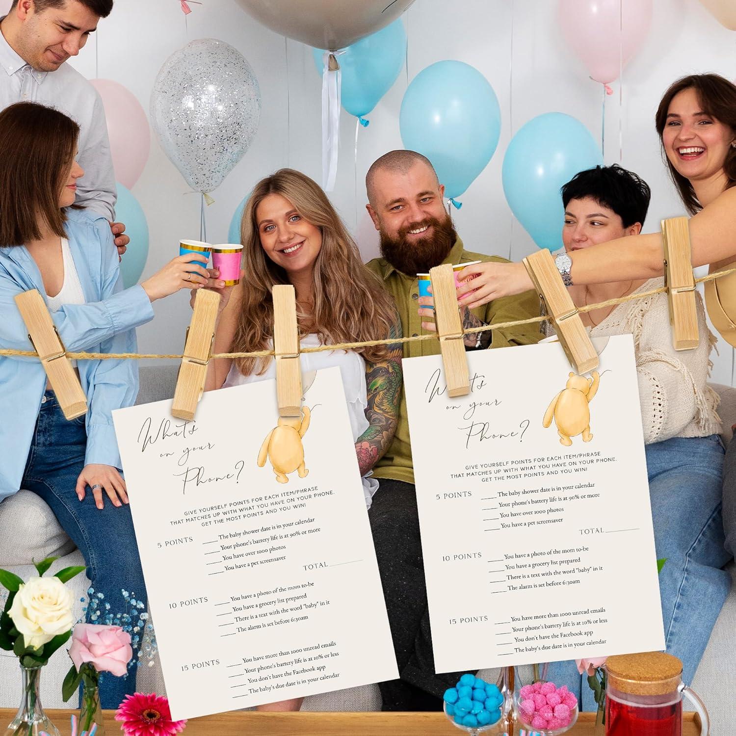 Juego de Baby Shower Winnie Pooh - 30 Tarjetas Adivinanzas