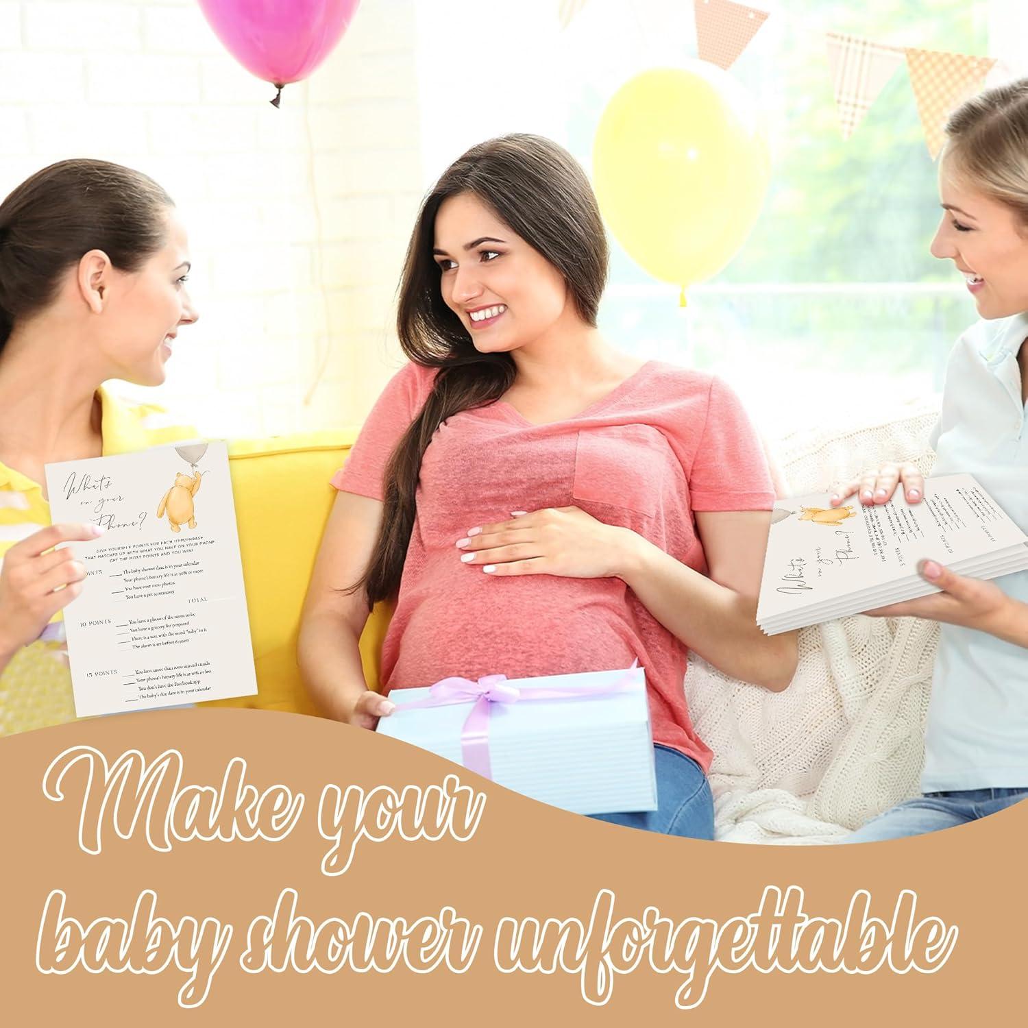 Juego de Baby Shower Winnie Pooh - 30 Tarjetas Adivinanzas