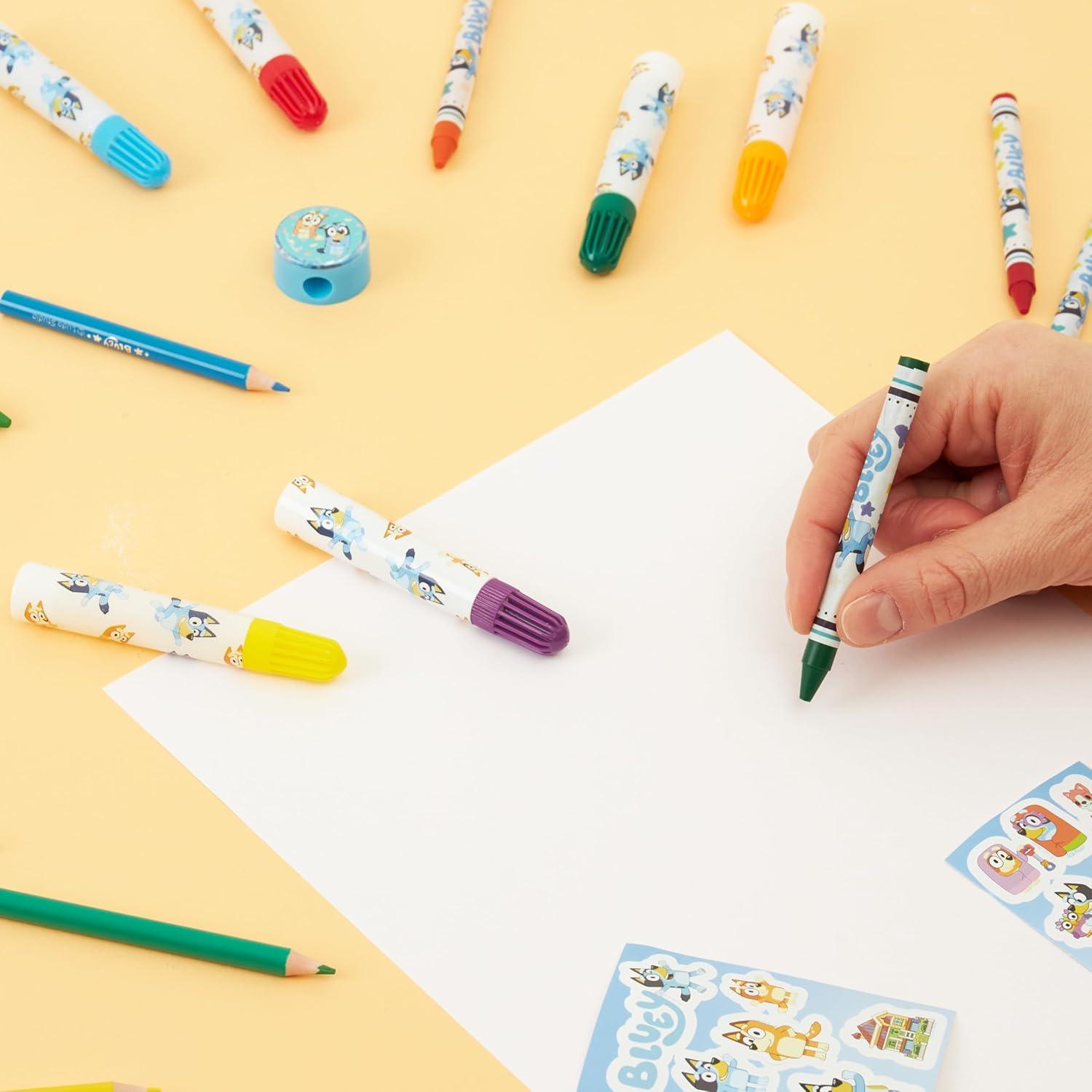 Kit de Dibujo Bluey 120 Piezas Estuche Azul Media Luna