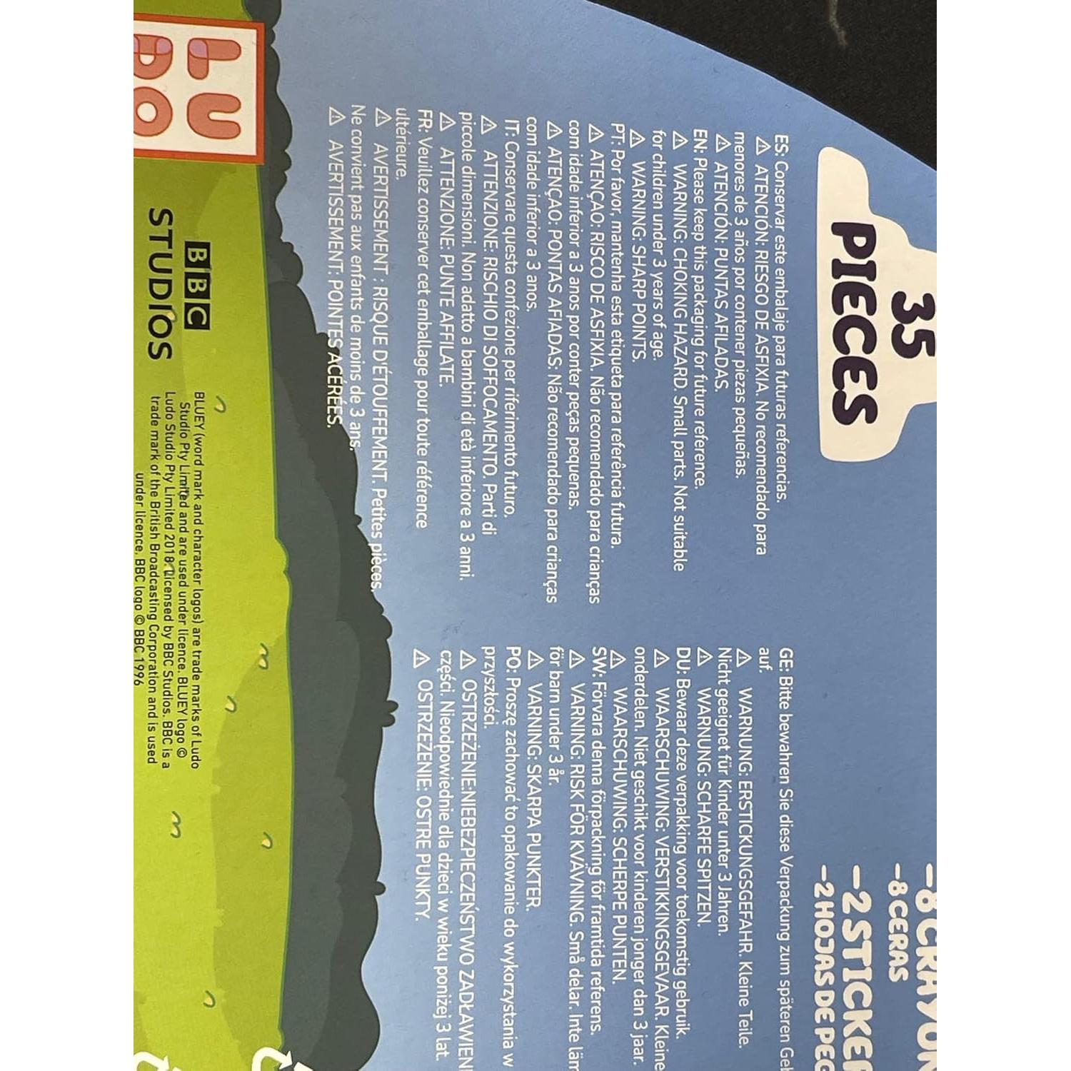 Kit de Dibujo Bluey 120 Piezas Estuche Azul Media Luna