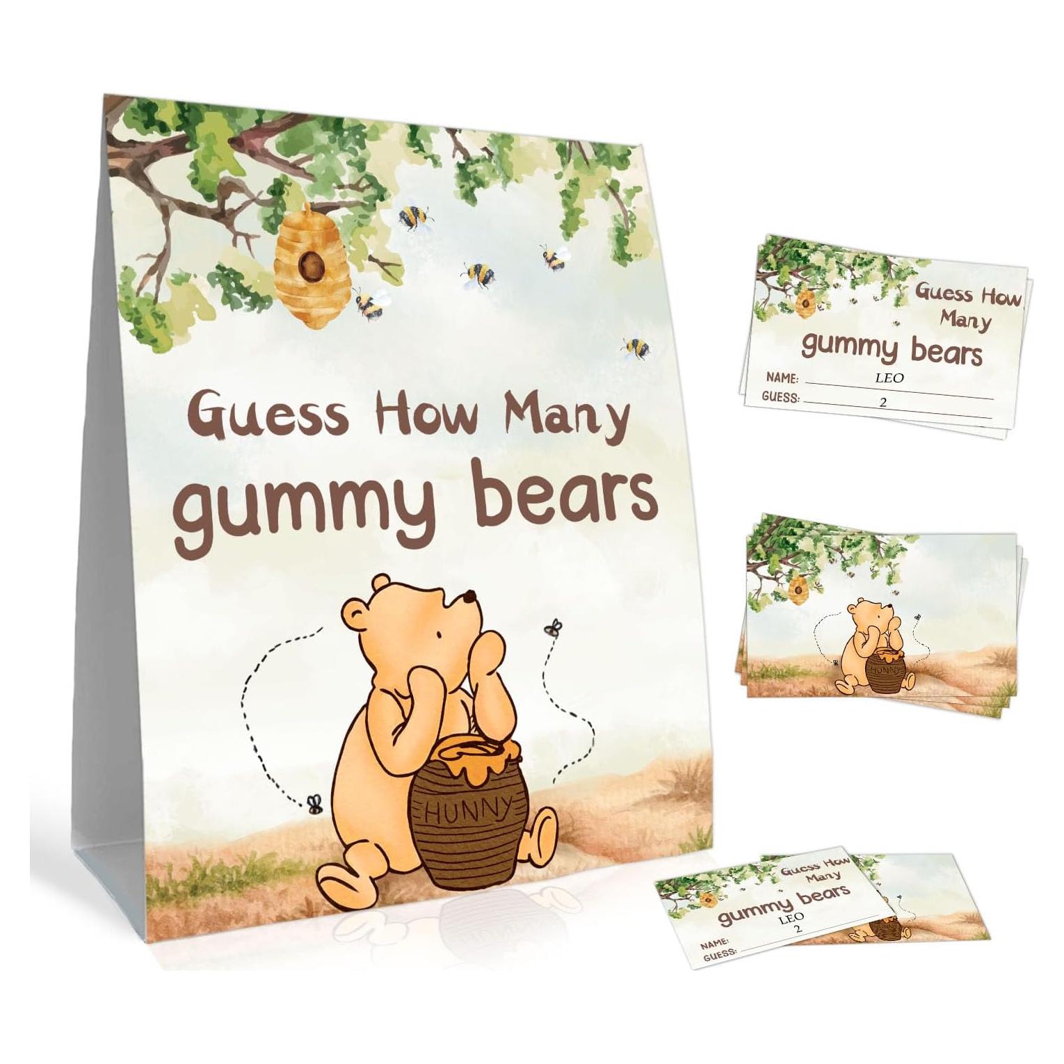 Juego de Adivinanza Baby Shower Winnie 31 Piezas Carteles