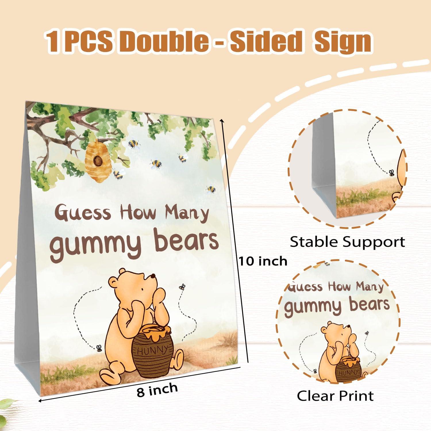 Juego de Adivinanza Baby Shower Winnie 31 Piezas Carteles