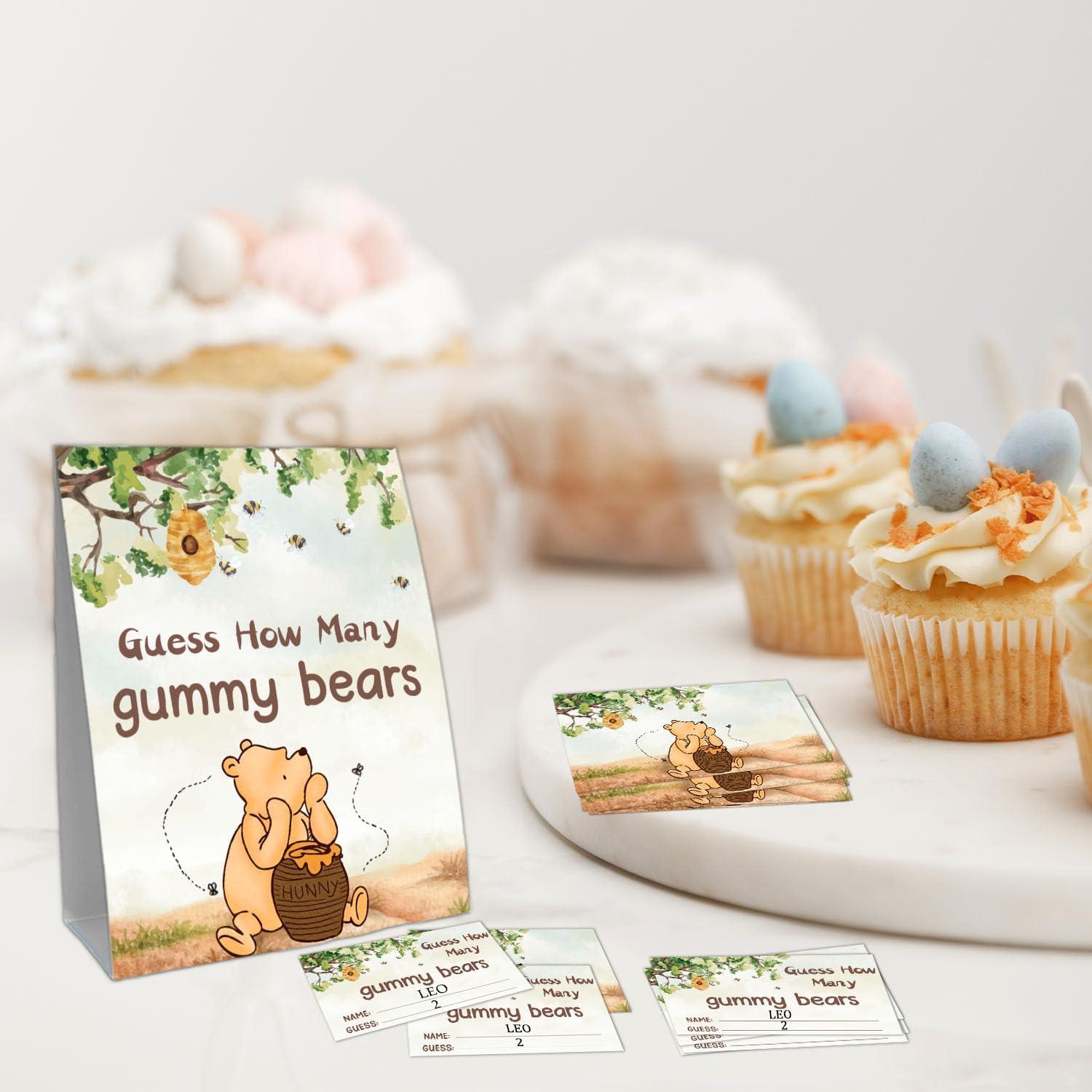 Juego de Adivinanza Baby Shower Winnie 31 Piezas Carteles