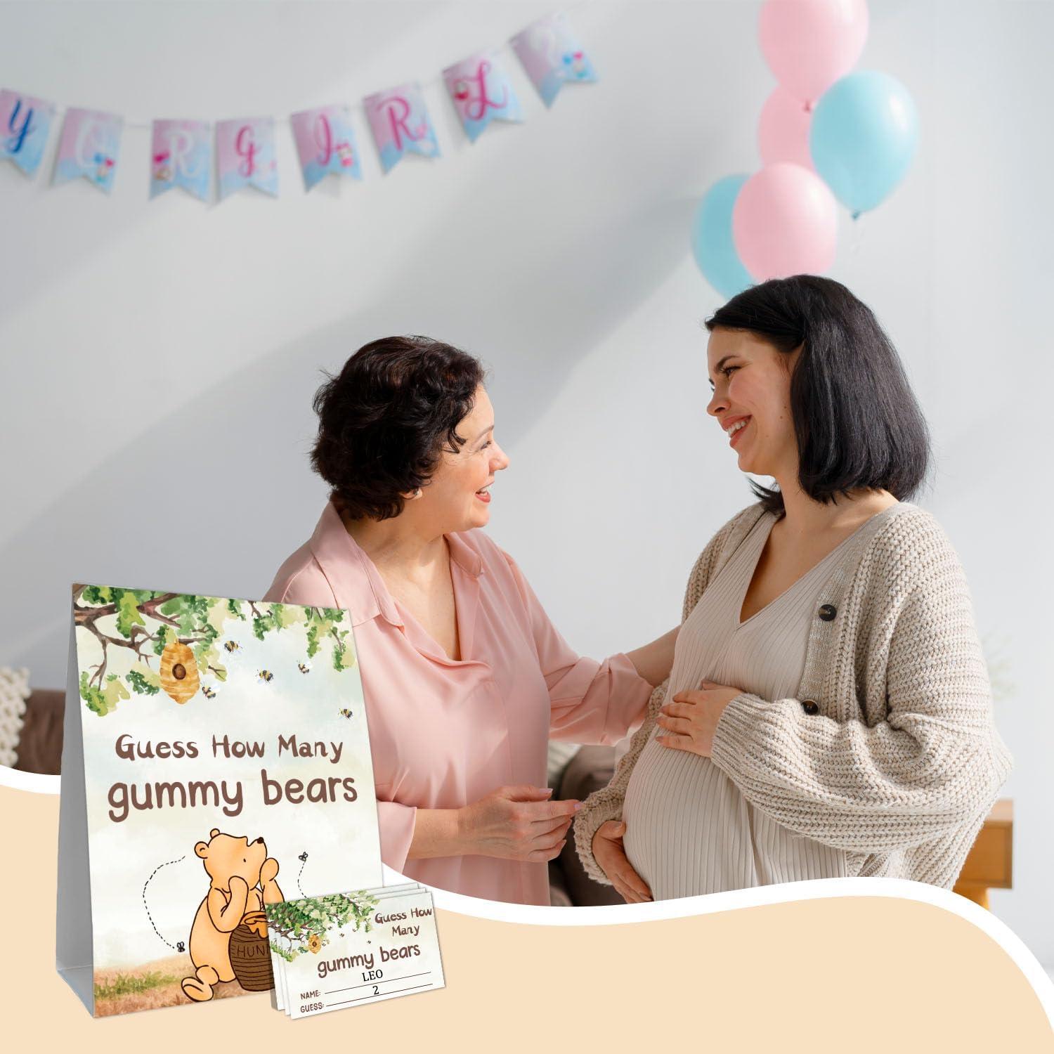 Juego de Adivinanza Baby Shower Winnie 31 Piezas Carteles