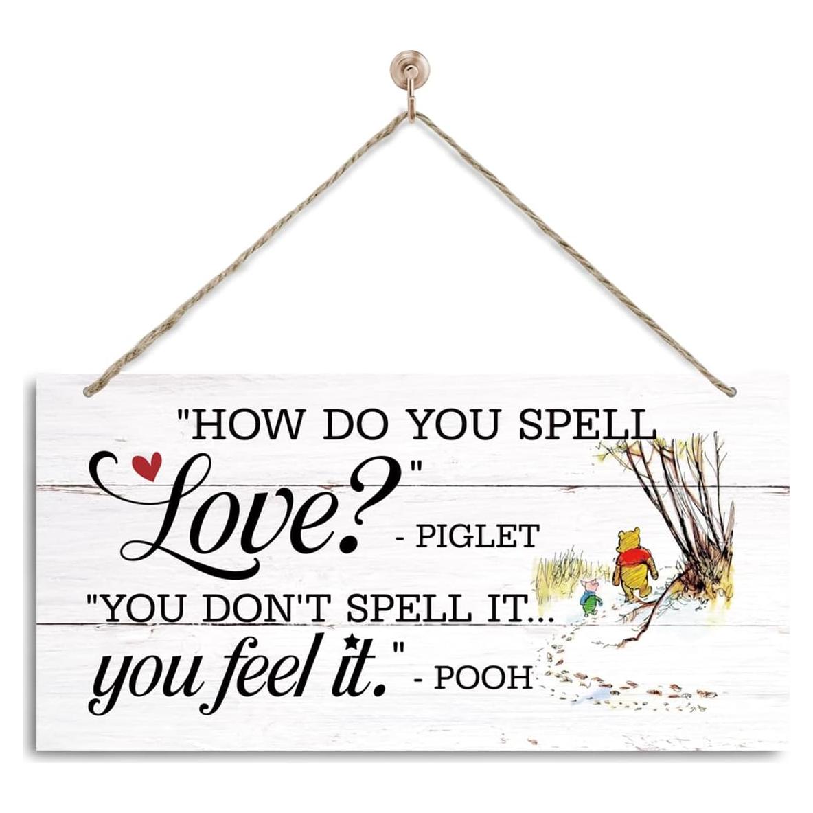 Letrero Decorativo de Madera Piglet Winnie 35x17.5cm