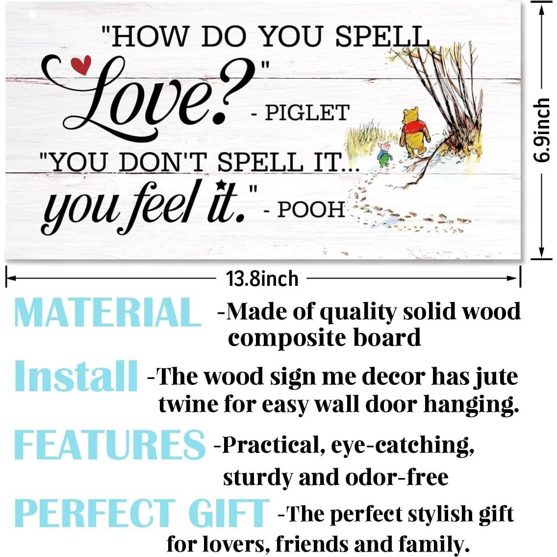 Letrero Decorativo de Madera Piglet Winnie 35x17.5cm