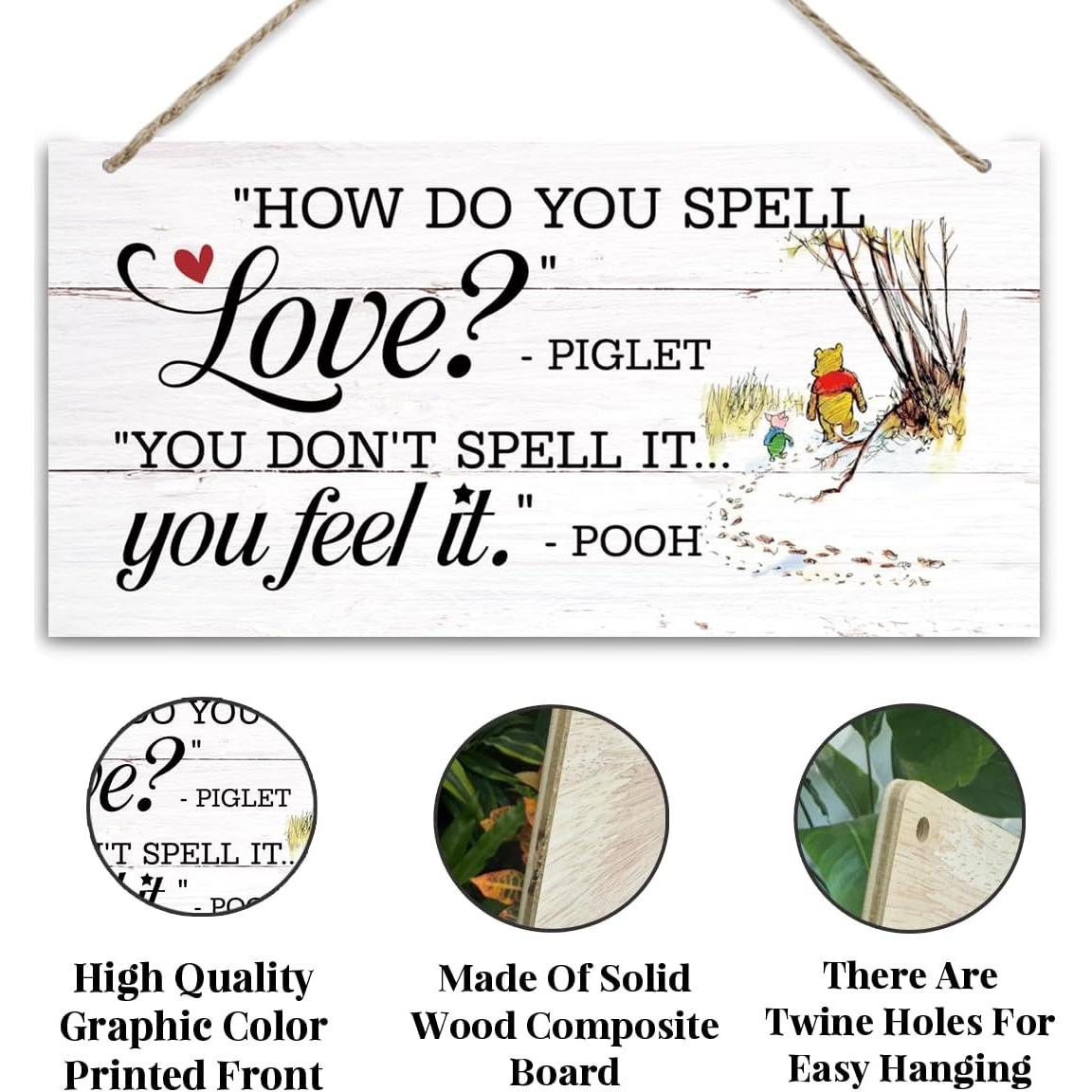 Letrero Decorativo de Madera Piglet Winnie 35x17.5cm