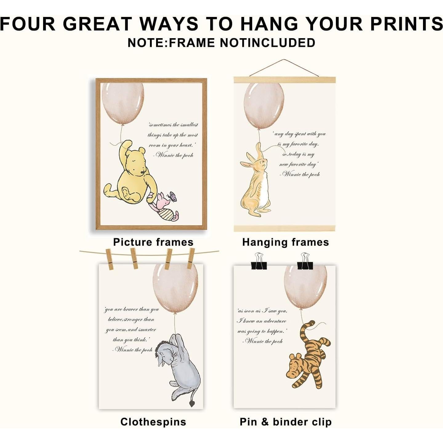 Set de 4 Pósters Winnie the Pooh ZsaTuiy para Guardería