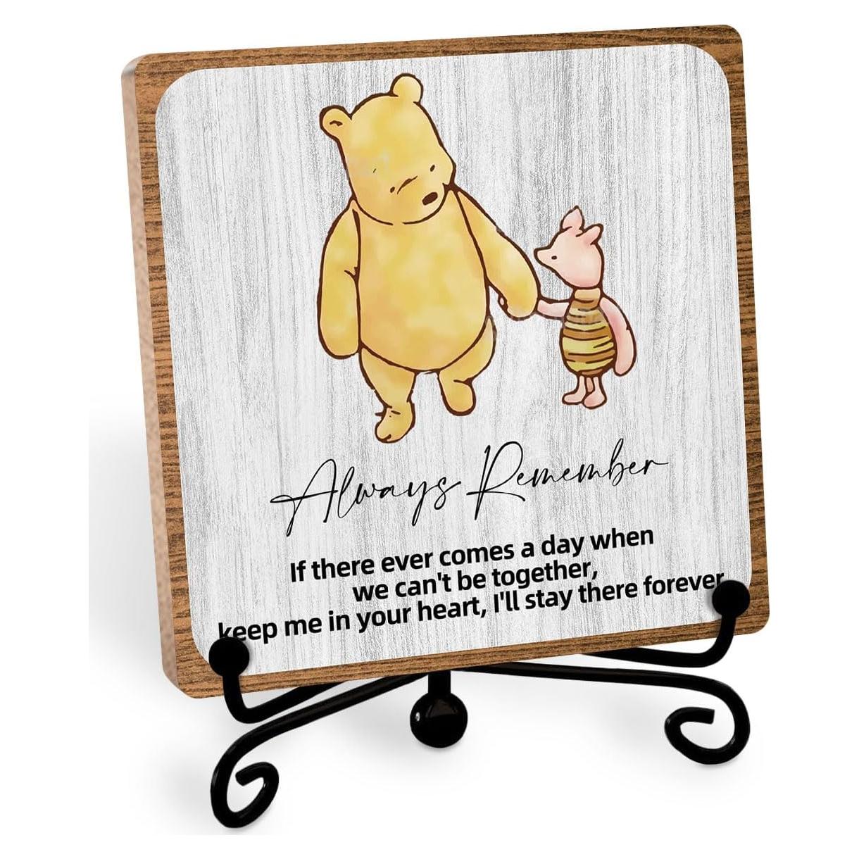 Cartel Inspirador de Madera Toerifer 12.7x12.7 cm Winnie Pooh