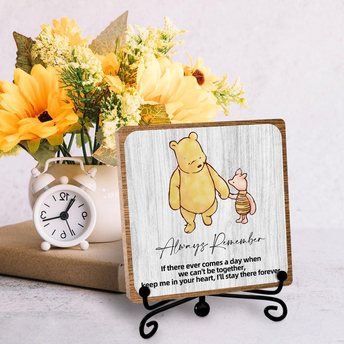 Cartel Inspirador de Madera Toerifer 12.7x12.7 cm Winnie Pooh