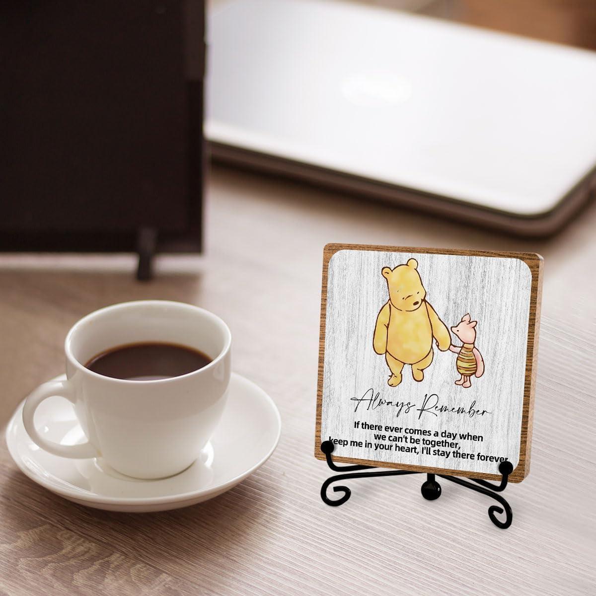 Cartel Inspirador de Madera Toerifer 12.7x12.7 cm Winnie Pooh
