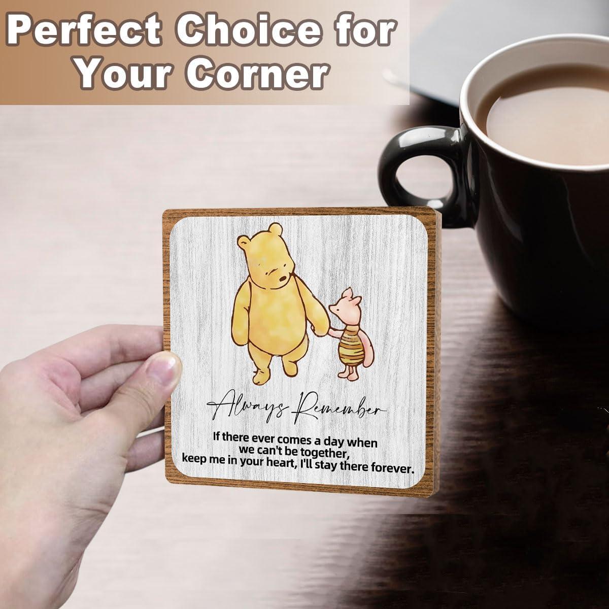 Cartel Inspirador de Madera Toerifer 12.7x12.7 cm Winnie Pooh