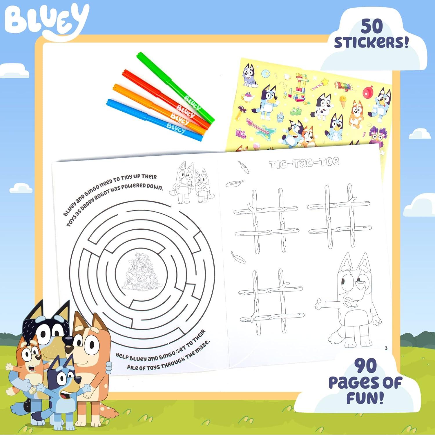 Libro para Colorear Bluey 90 Páginas + 4 Marcadores