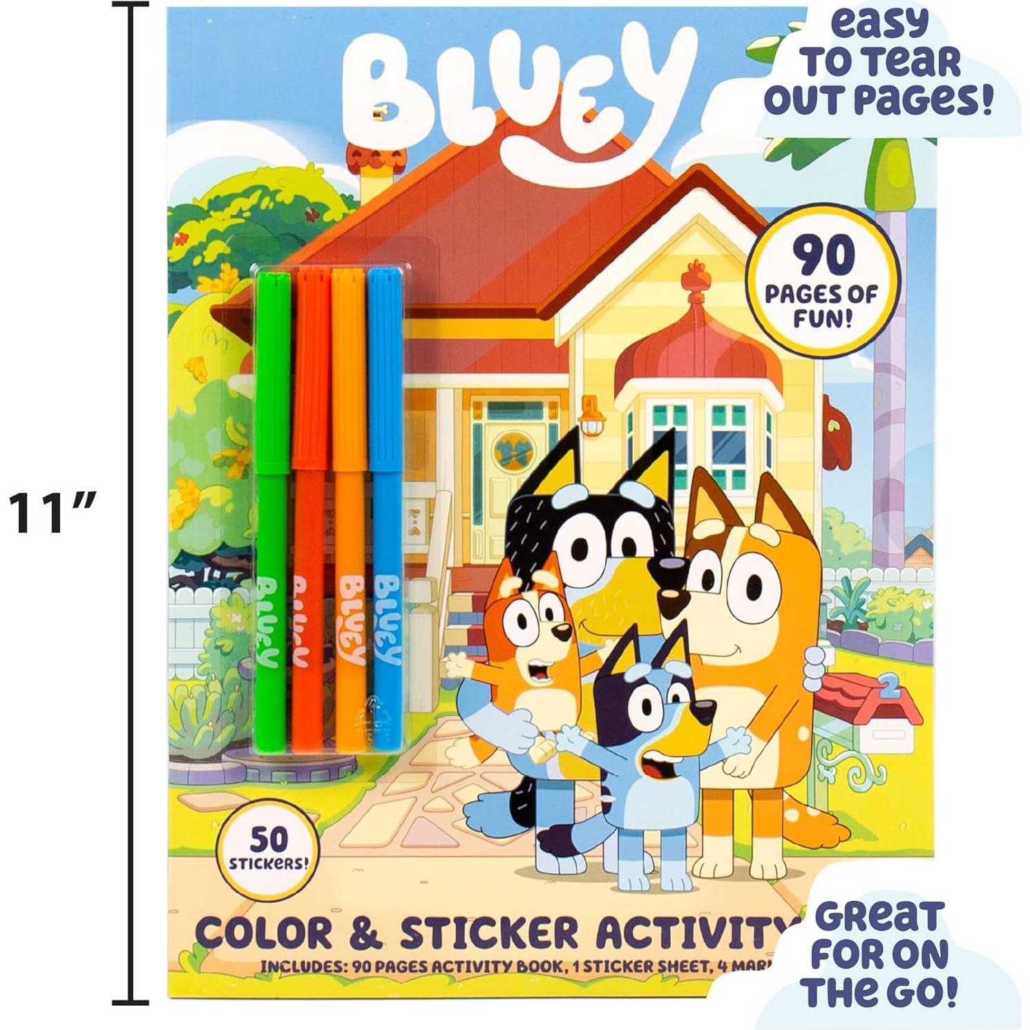 Libro para Colorear Bluey 90 Páginas + 4 Marcadores