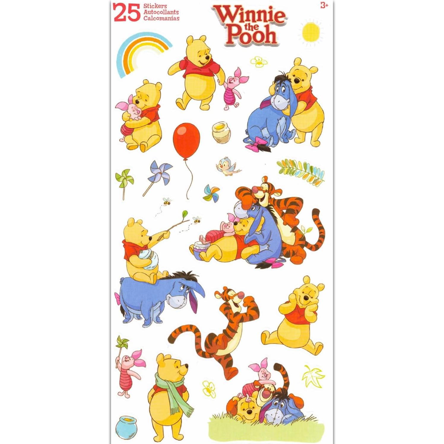 Calcomanías de Winnie the Pooh - Set de 12 Hojas para Fiesta