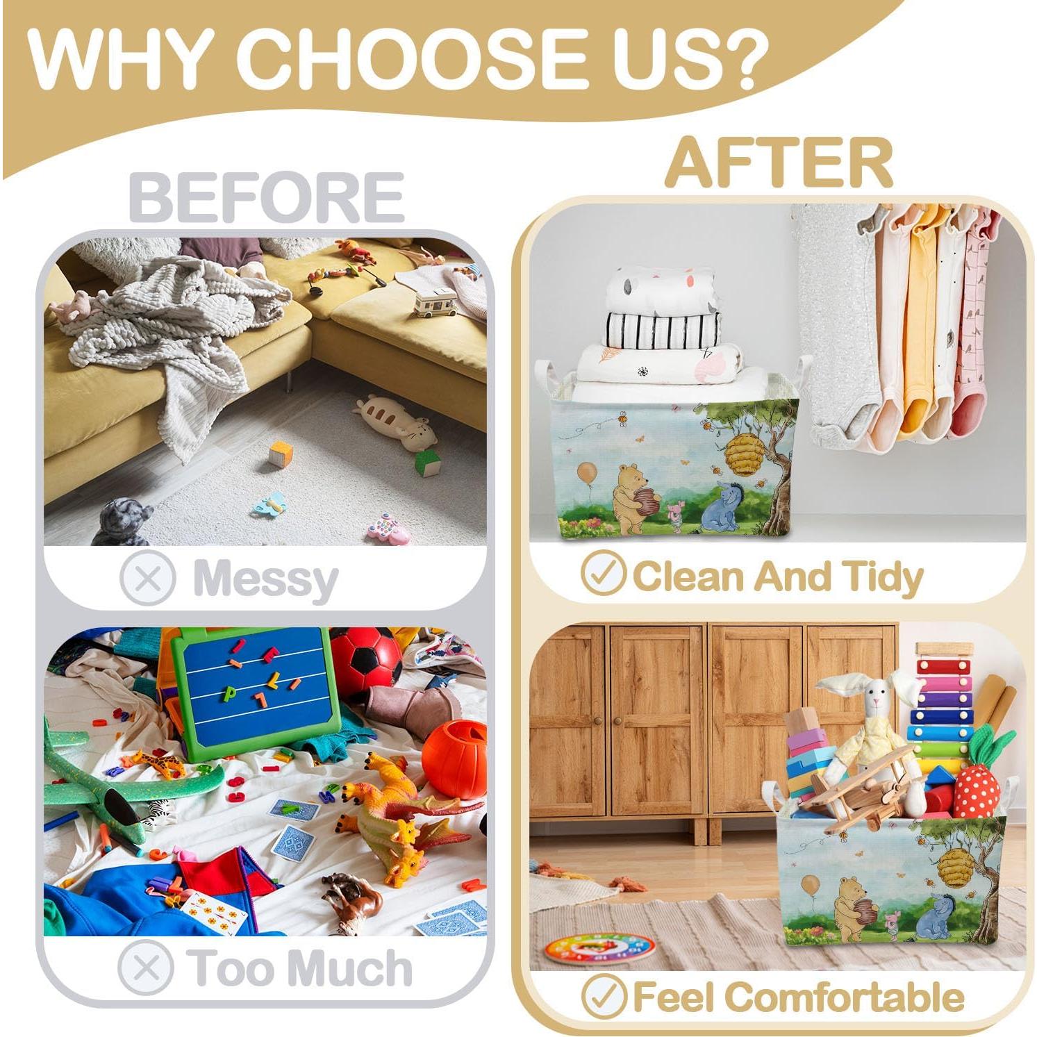 Canasta de Almacenamiento Winnie Pooh Plegable 38x28cm