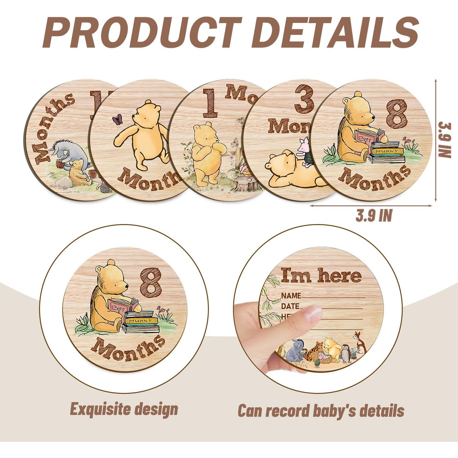 7 Círculos Mensuales de Hitos para Bebés Winnie The Pooh