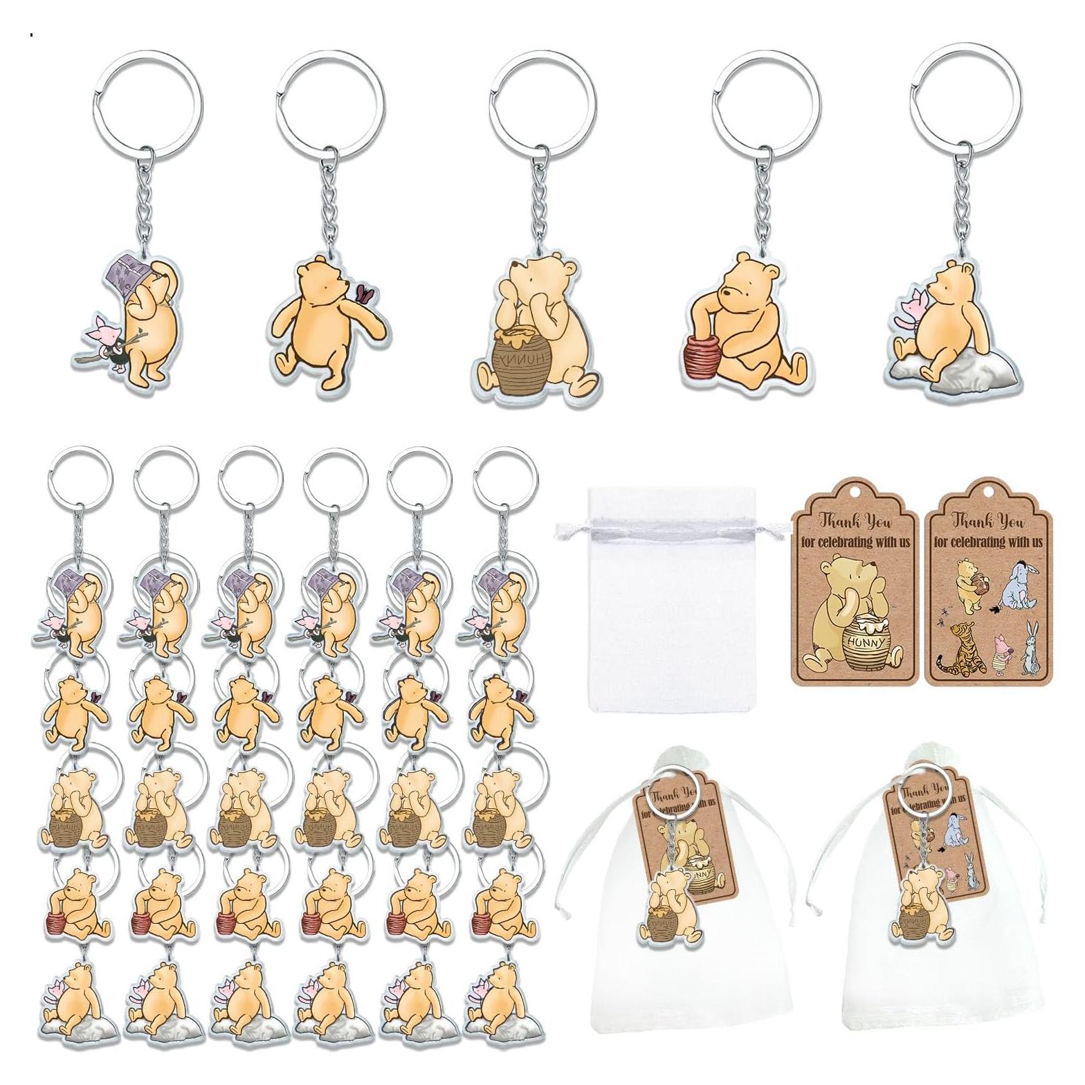Juego de Recuerdos Baby Shower Winnie 30 Invitados Llaveros