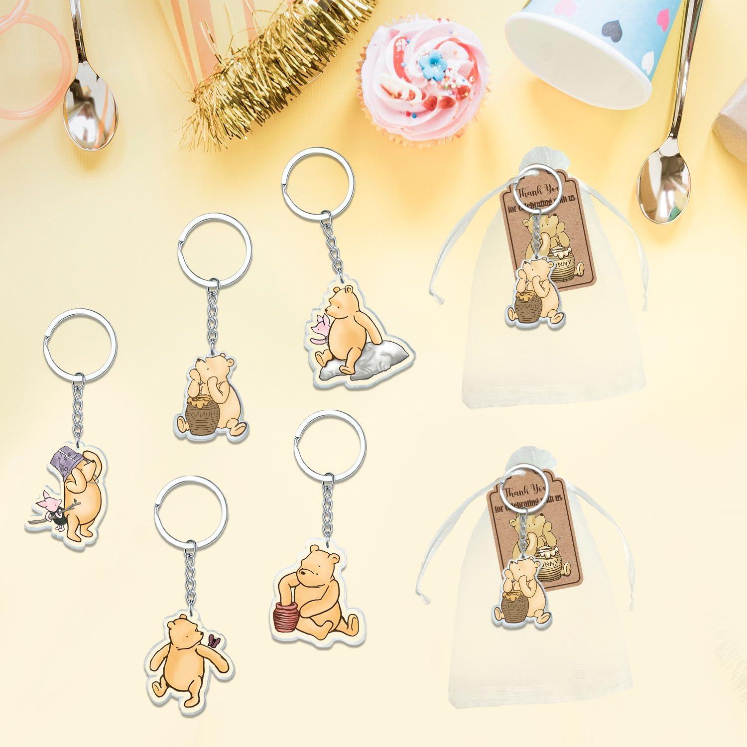 Juego de Recuerdos Baby Shower Winnie 30 Invitados Llaveros