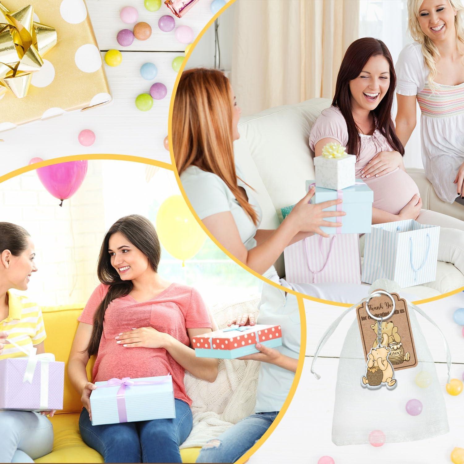 Juego de Recuerdos Baby Shower Winnie 30 Invitados Llaveros