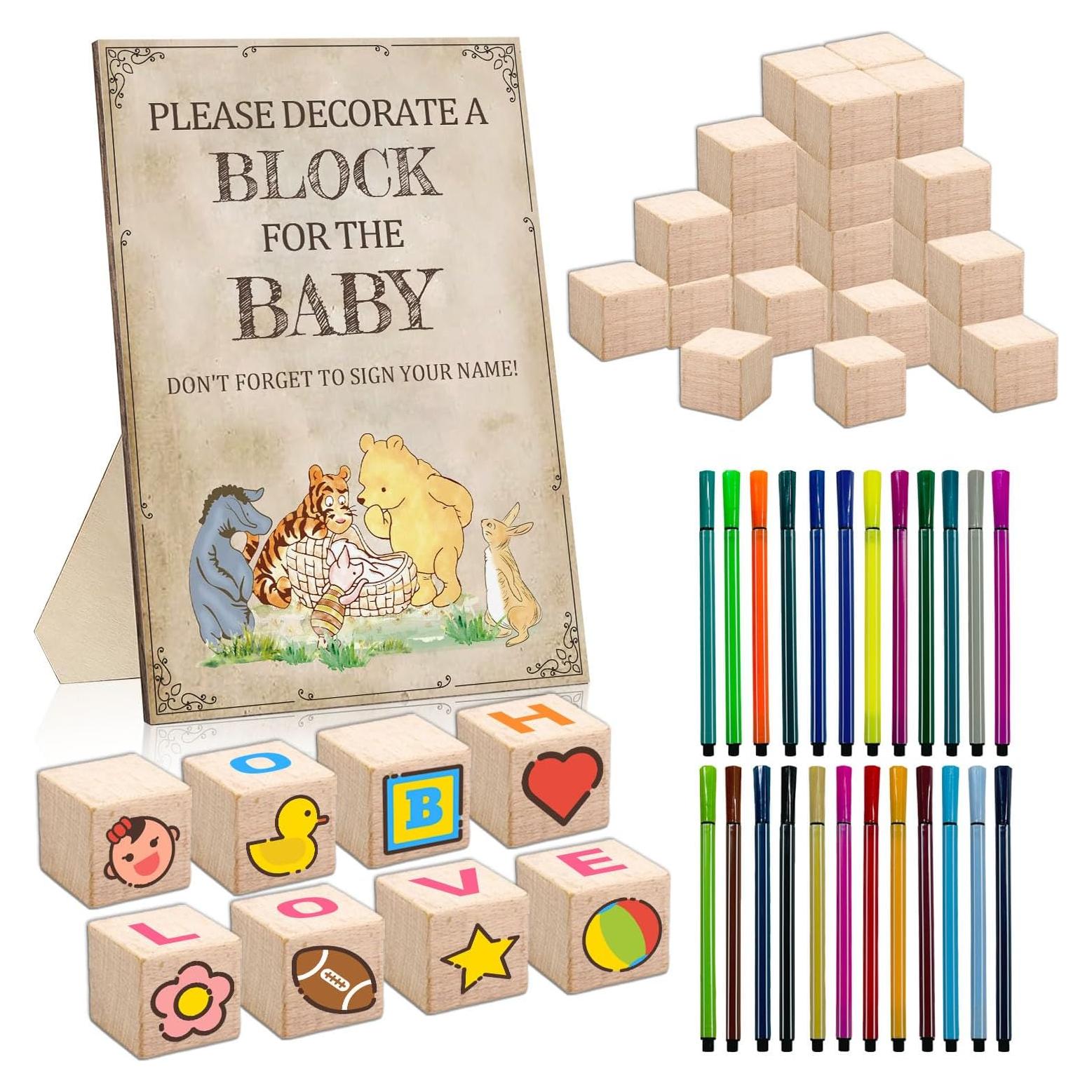 Bloques de Bebé Winnie para Decorar Baby Shower - 30 Piezas