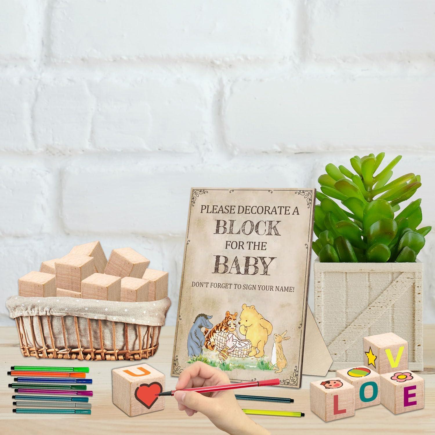 Bloques de Bebé Winnie para Decorar Baby Shower - 30 Piezas