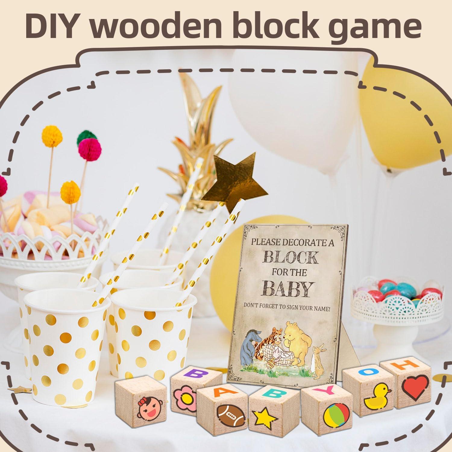 Bloques de Bebé Winnie para Decorar Baby Shower - 30 Piezas