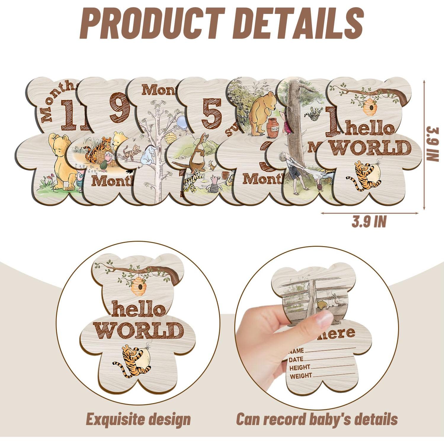 7 Marcadores Mensuales de Hitos para Bebés Winnie Pooh