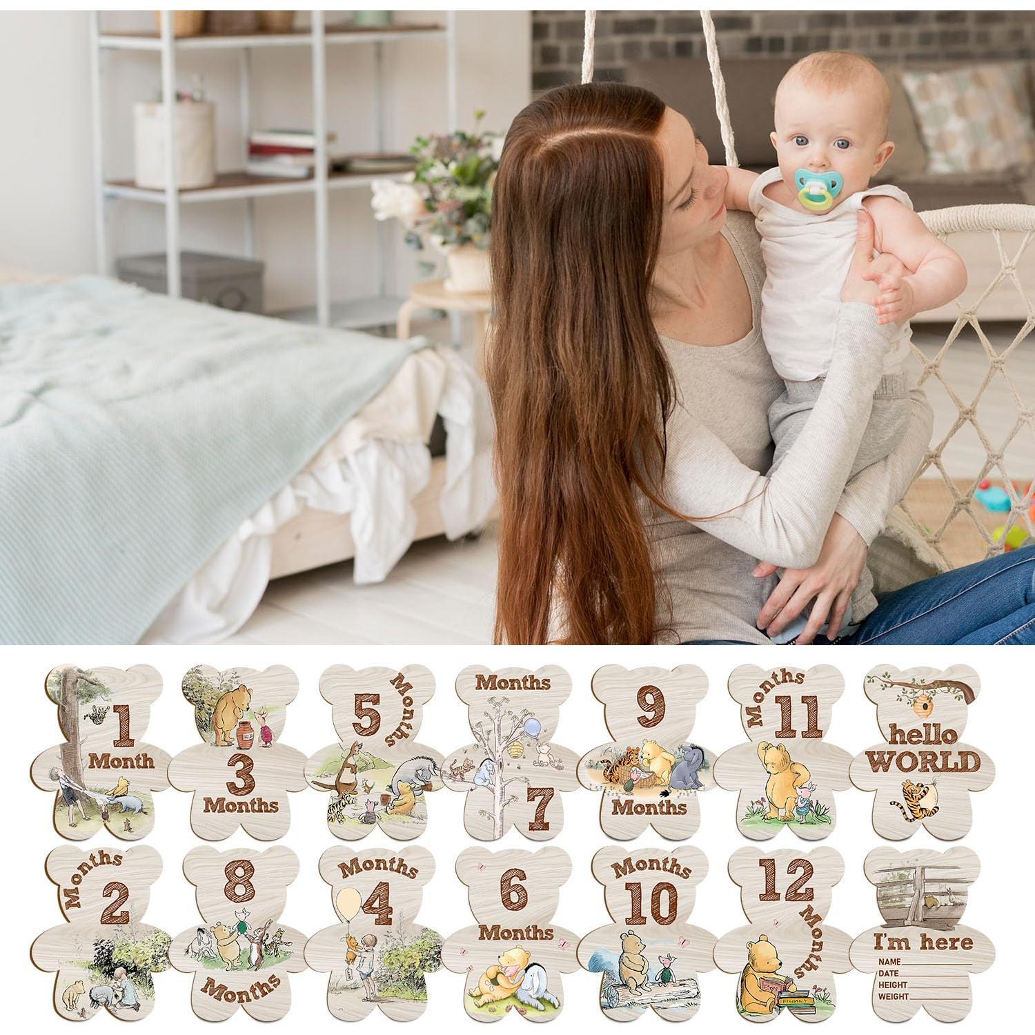 7 Marcadores Mensuales de Hitos para Bebés Winnie Pooh