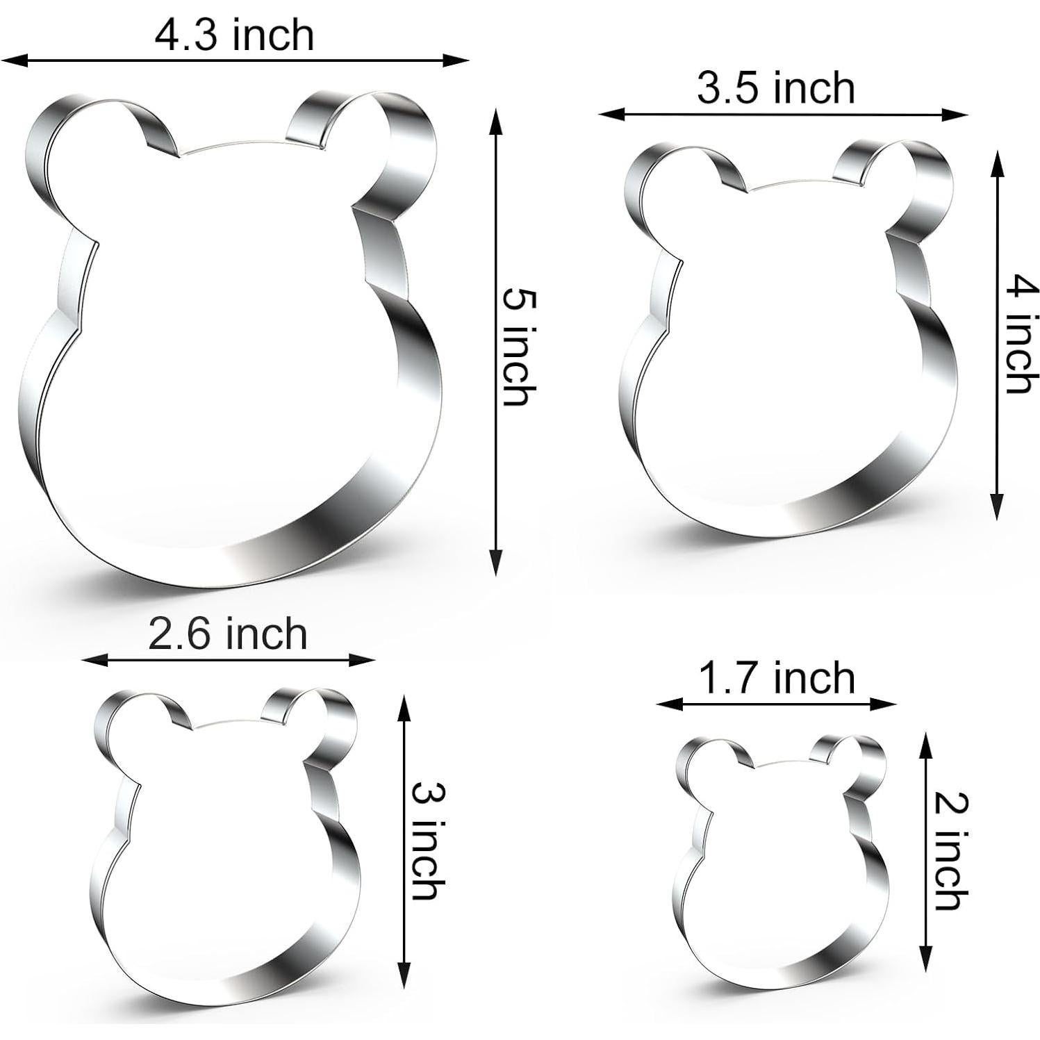 Juego de Cortadores de Galletas Winnie the Pooh - 4 Piezas Acero Inoxidable