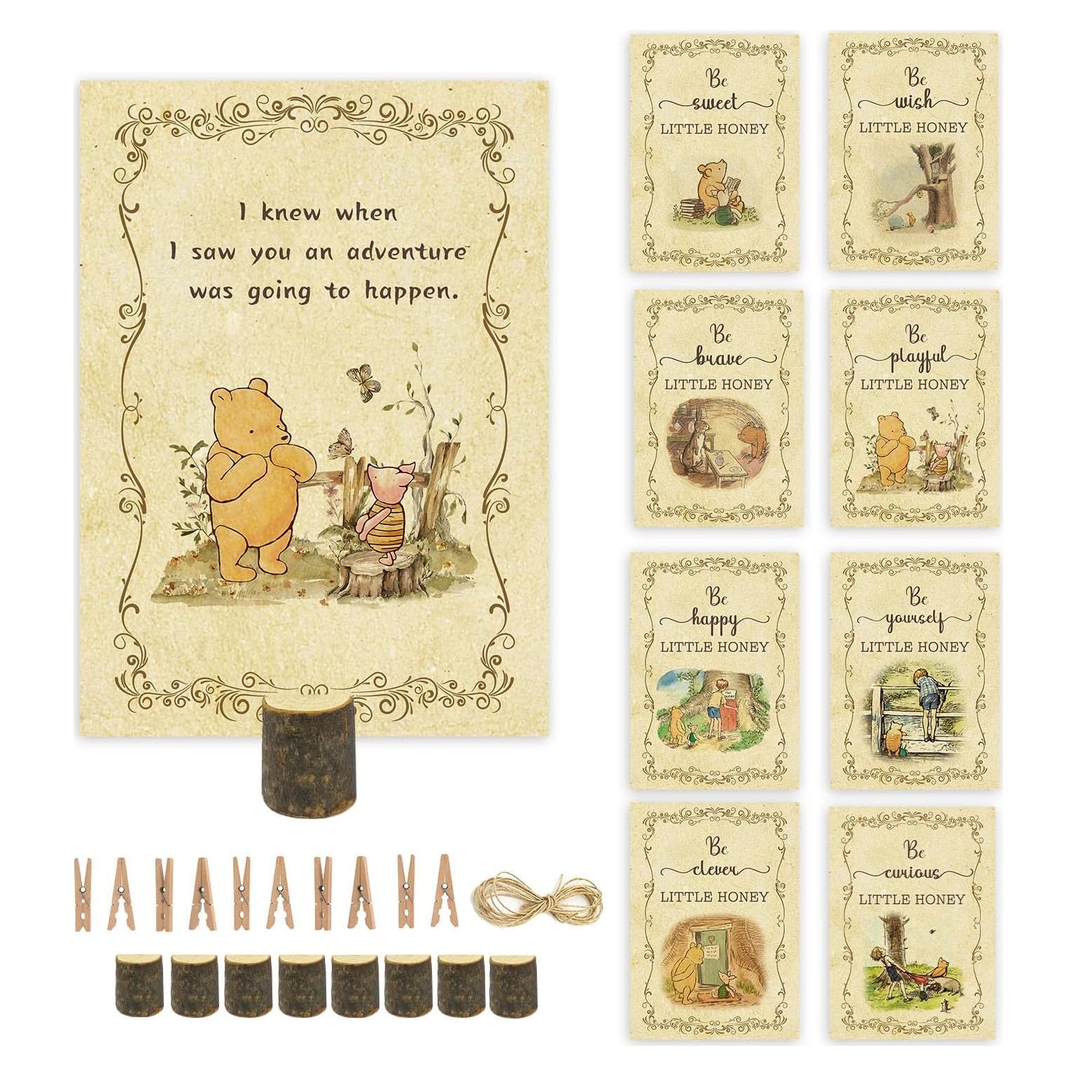 Decoraciones Baby Shower Winnie Pooh 8 Piezas con Soportes