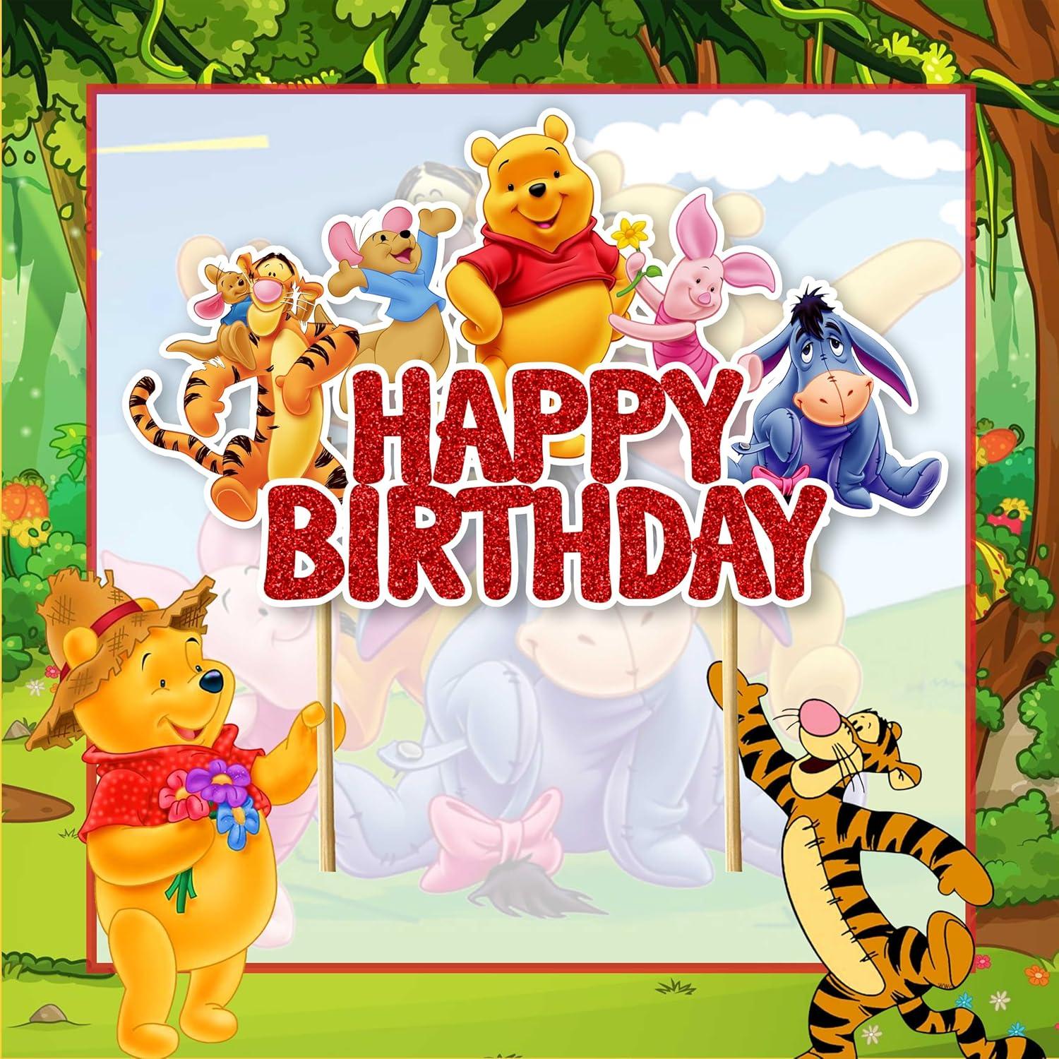 Topper de pastel de cumpleaños Winnie the Pooh - 14x14 cm