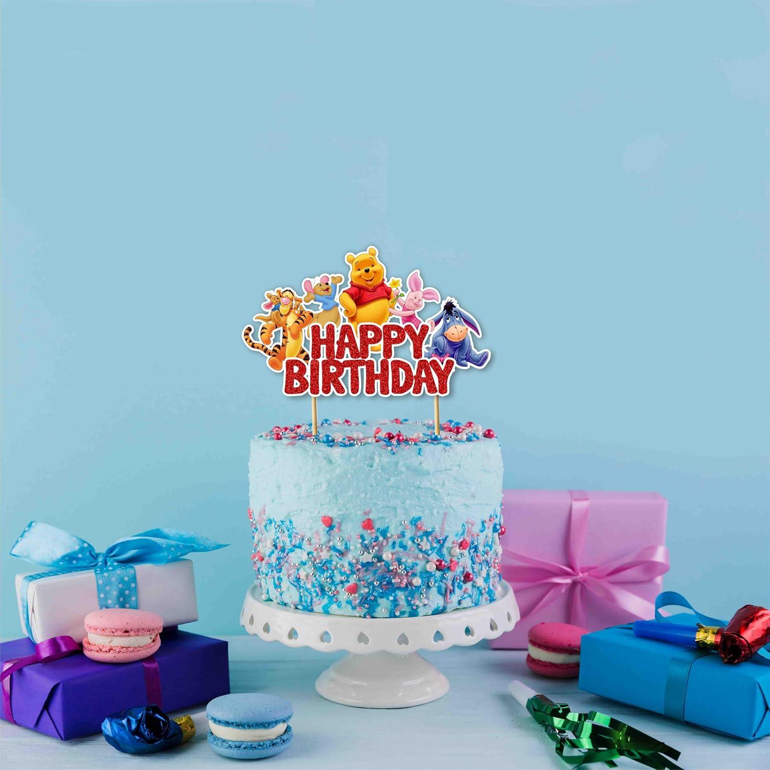 Topper de pastel de cumpleaños Winnie the Pooh - 14x14 cm