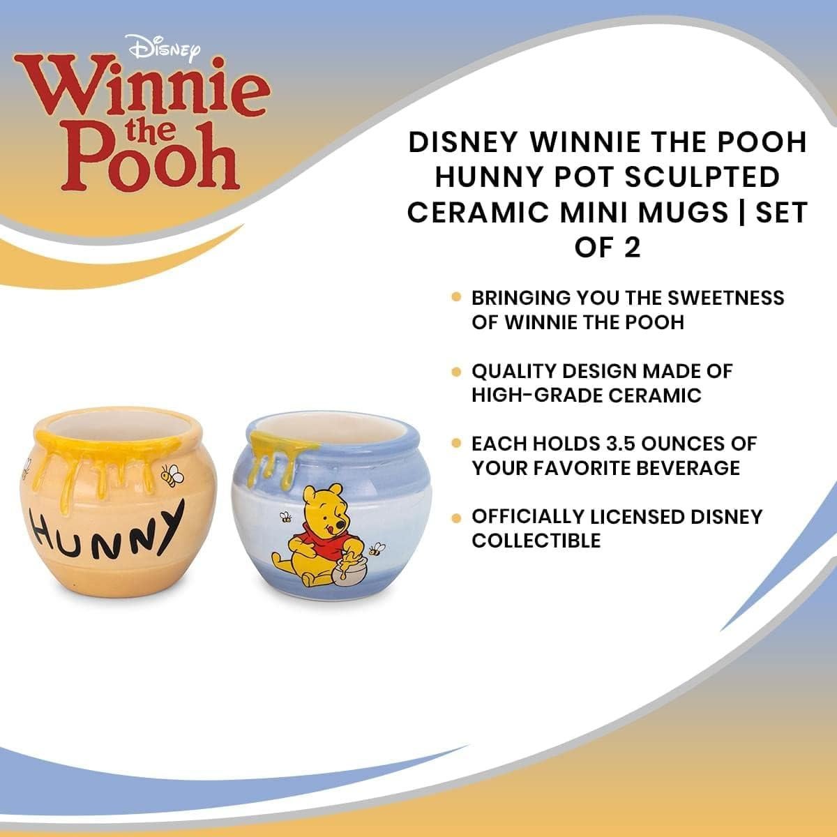 Set de 2 Mini Vasos Cerámicos Winnie the Pooh 89ml Azul