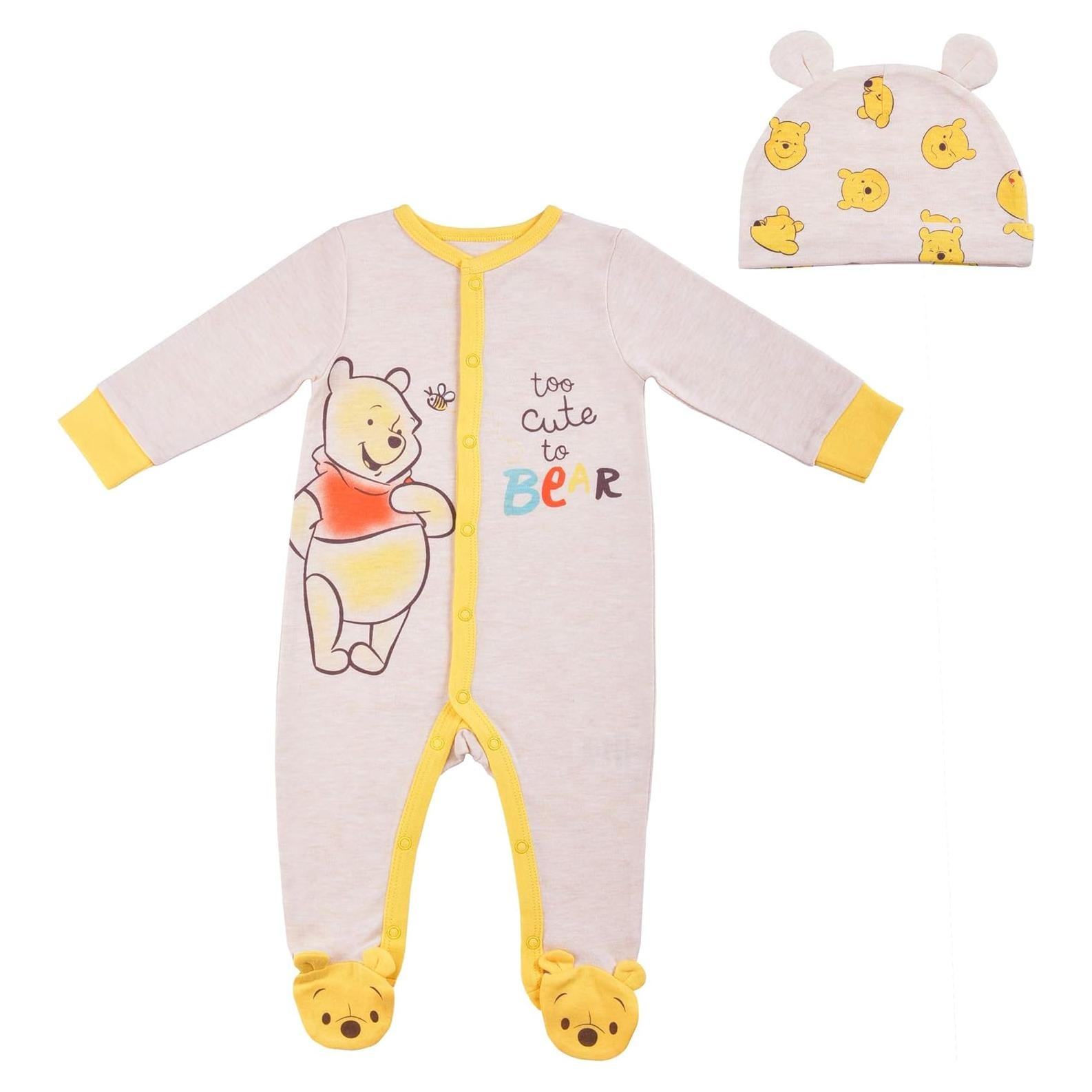 Conjunto Mono Manga Larga y Sombrero Bebé Disney Winnie Pooh