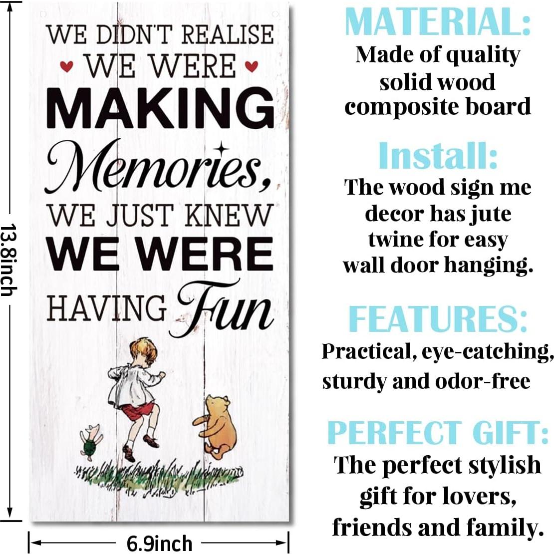 Letrero de Madera Winnie Pooh 35x17.5cm Decoración de Pared