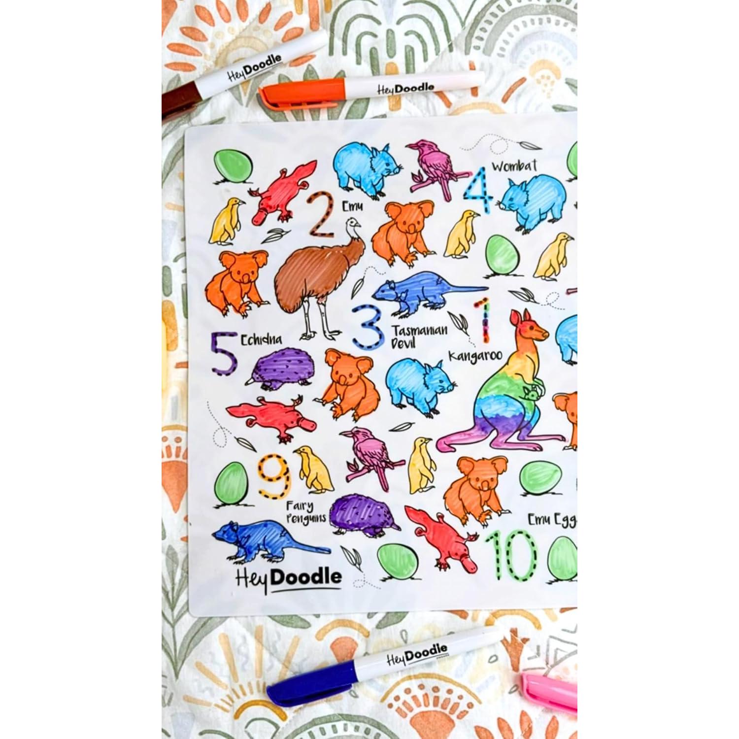 Alfombrilla de Dibujo HeyDoodle A3 Animales Australianos