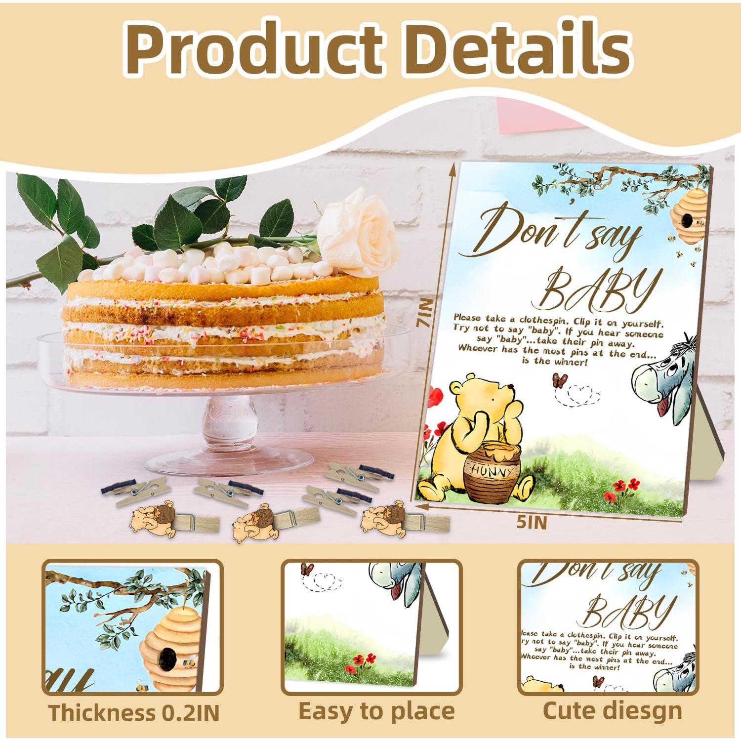 Juego de Tarjetas para Baby Shower Winnie 101 Pcs - 6 Juegos