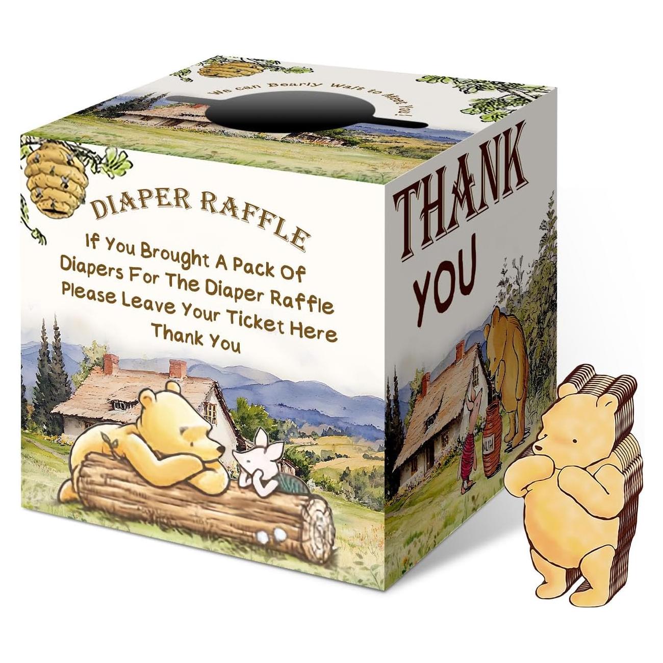 Caja de Rifa de Pañales Winnie Pooh con 50 Tarjetas - cidobi