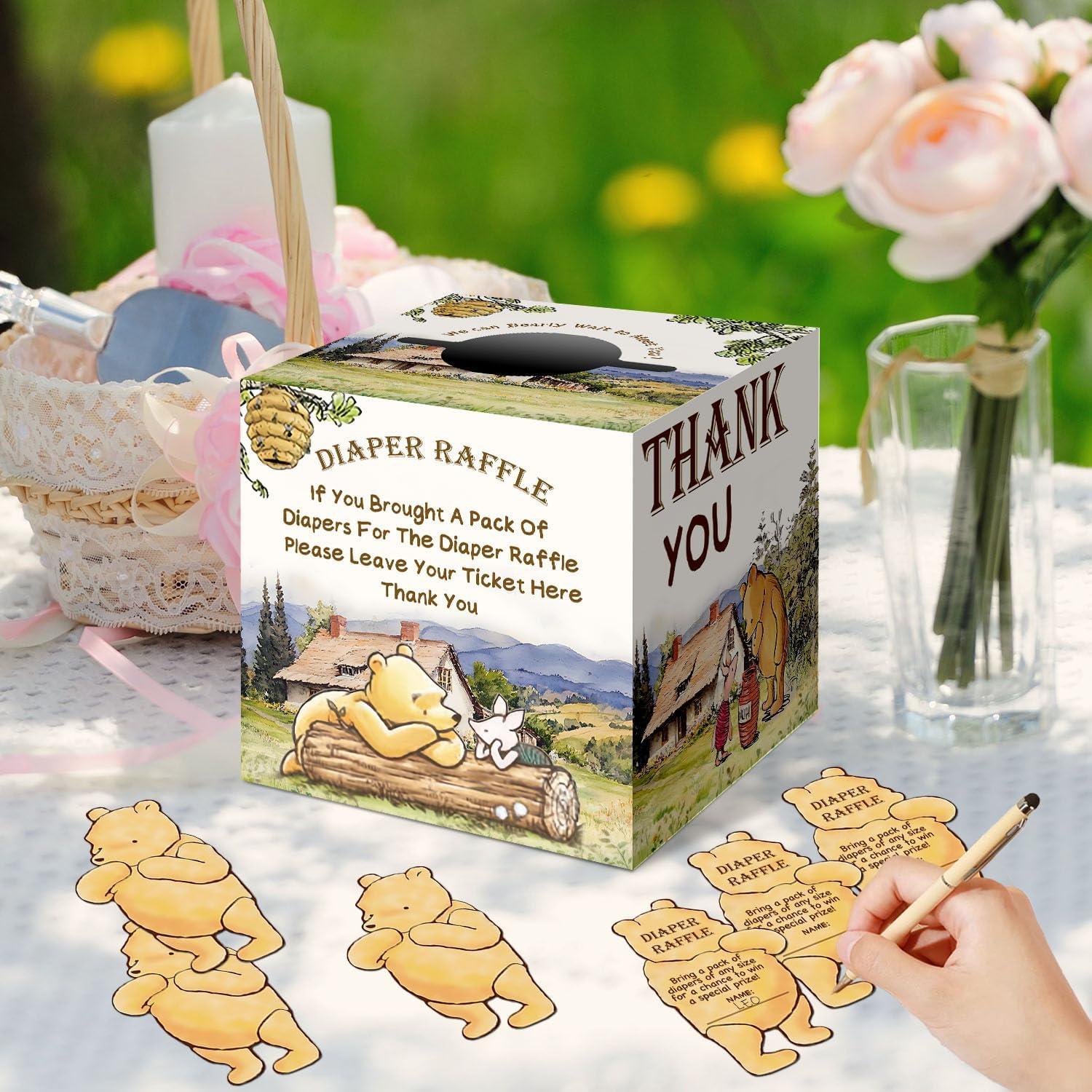 Caja de Rifa de Pañales Winnie Pooh con 50 Tarjetas - cidobi