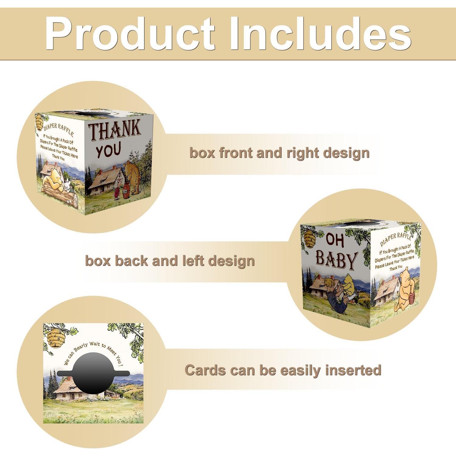 Caja de Rifa de Pañales Winnie Pooh con 50 Tarjetas - cidobi