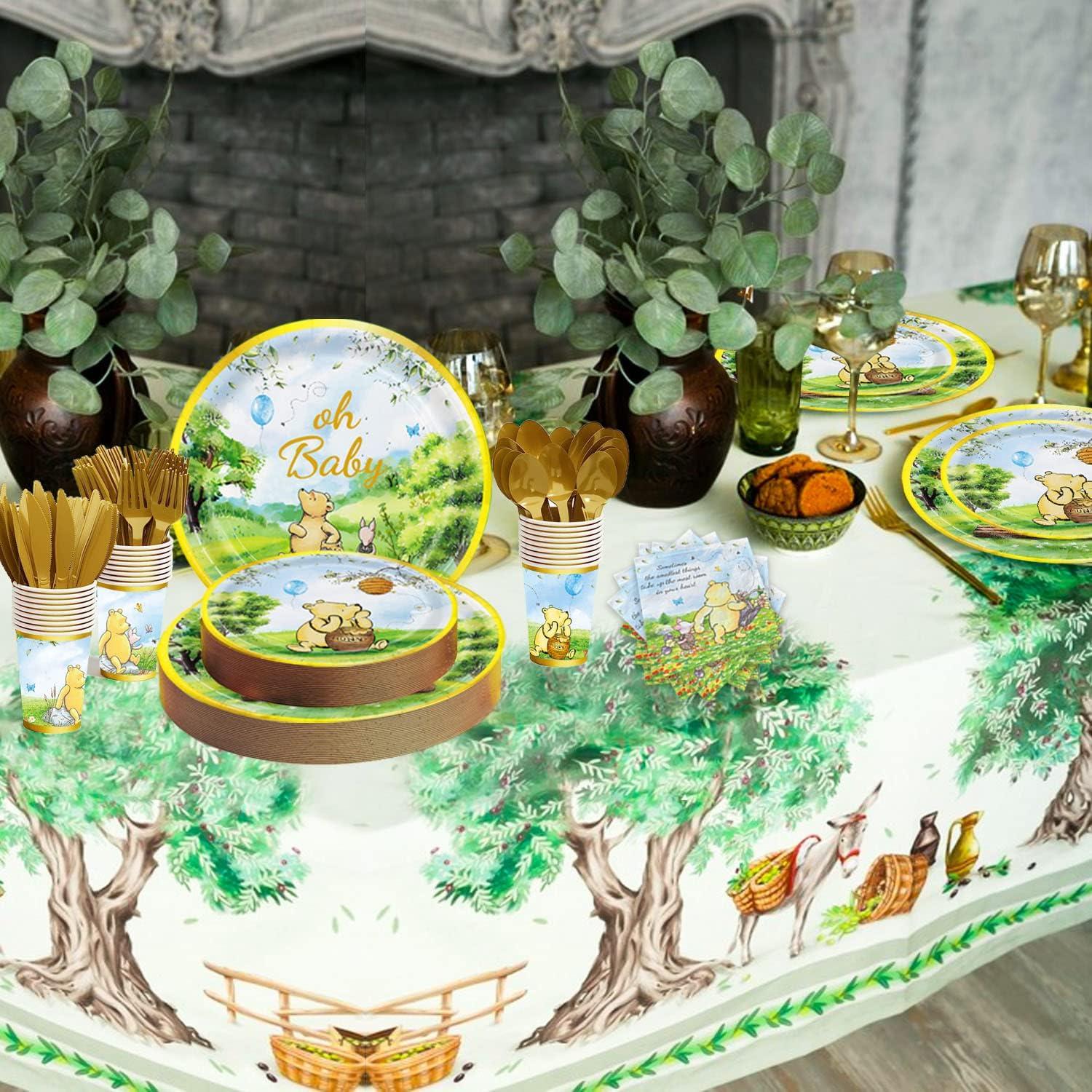 Set de Fiesta Winnie Bear 175 Pcs para Baby Shower y Cumpleaños